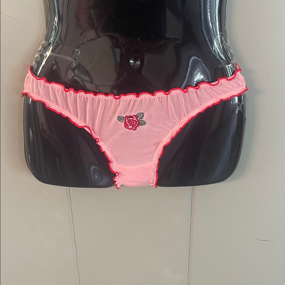 French Affair Bikini Panty Pink Whimsical Romantic Scallop Edge Festival Boho